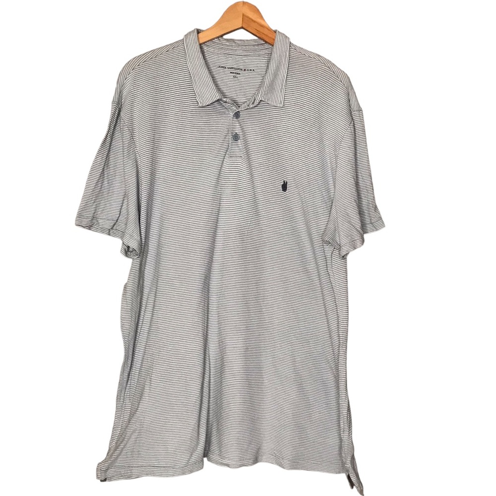 John Varvatos USA Grey Stripes Cotton Peace Polo Shirt Short Sleeve Men’s XXL